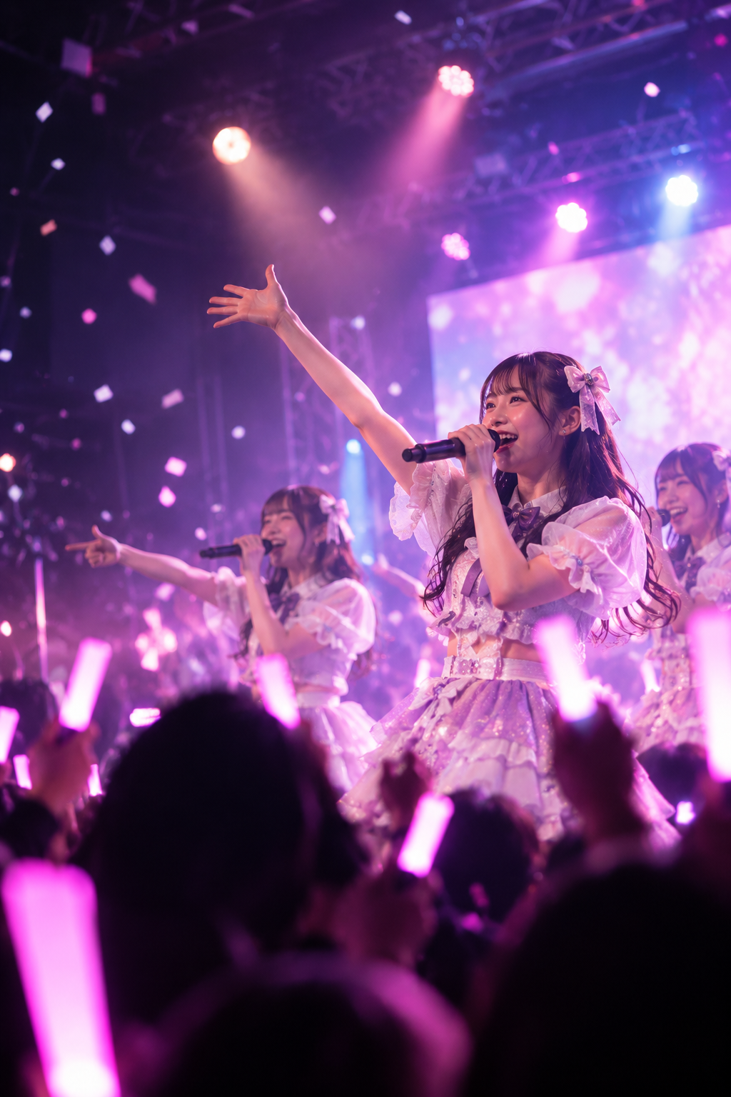 An idol sharing her voice with fans on stage